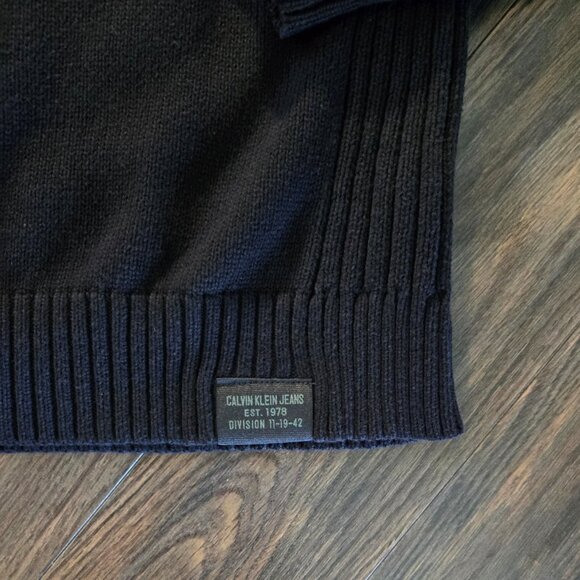CALVIN KLEIN Men's Black 100% Cotton Knit Zipper Cardigan w/ Mock Neck/SIZE XXL - Picture 5 of 7